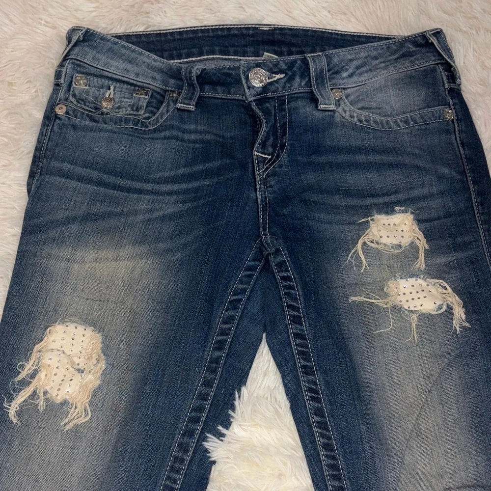 True Religion Bootcut Distressed with Rhinestones - Picture 2 of 6